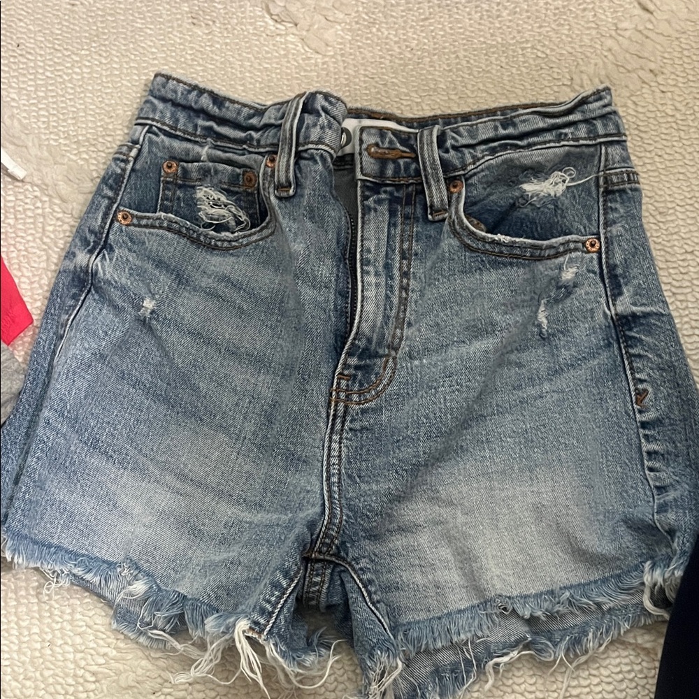 Classic Blue Distressed Jean Shorts